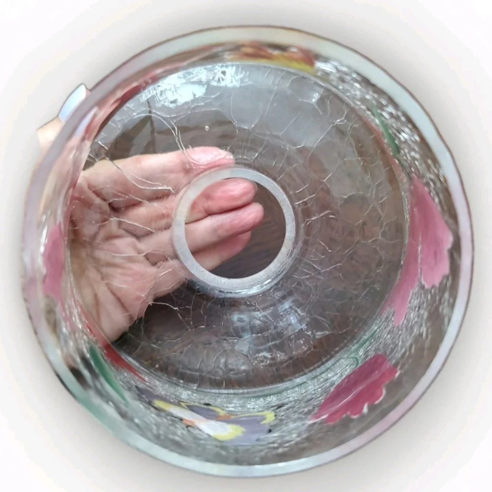 Yankee Candle Type Crackle Glass Jar topper Shade Butterfly, Tulips, Humingbird! - Picture 9 of 12